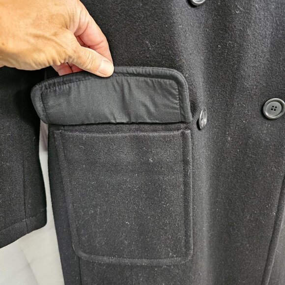 Vintage J. Crew Black Pea Car Coat Wool Blend Preppy Military Winter M - Picture 5 of 14